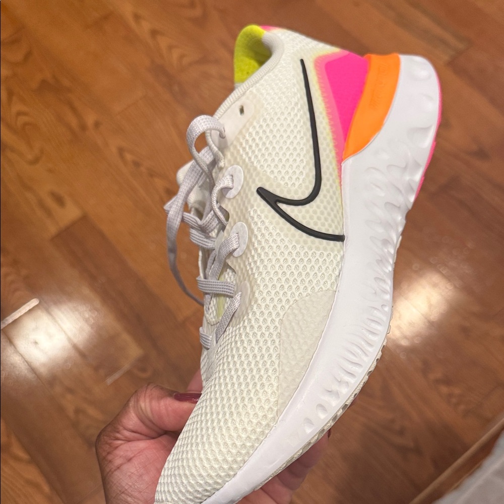 Nike White and Neon Pink Athletic Shoes